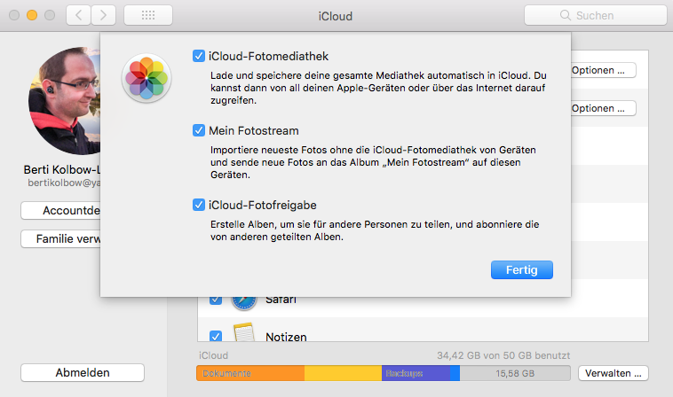 iCloud-Optionen auf dem Mac