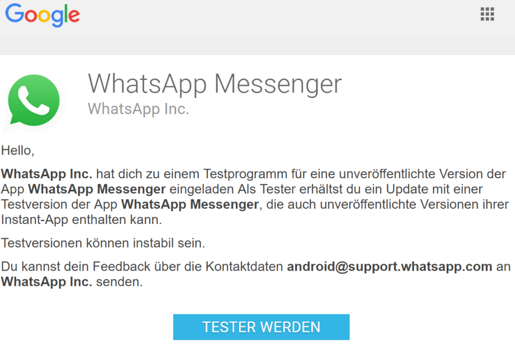 Die WhatsApp-Beta lässt sich über einen einfachen Knopfdruck installieren.