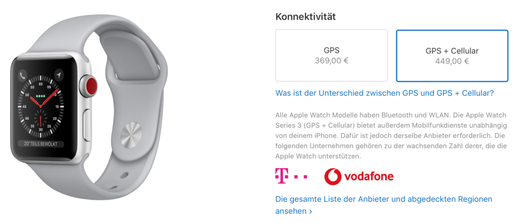 Apple Watch Series 3: Auch bei Vodafone mit LTE