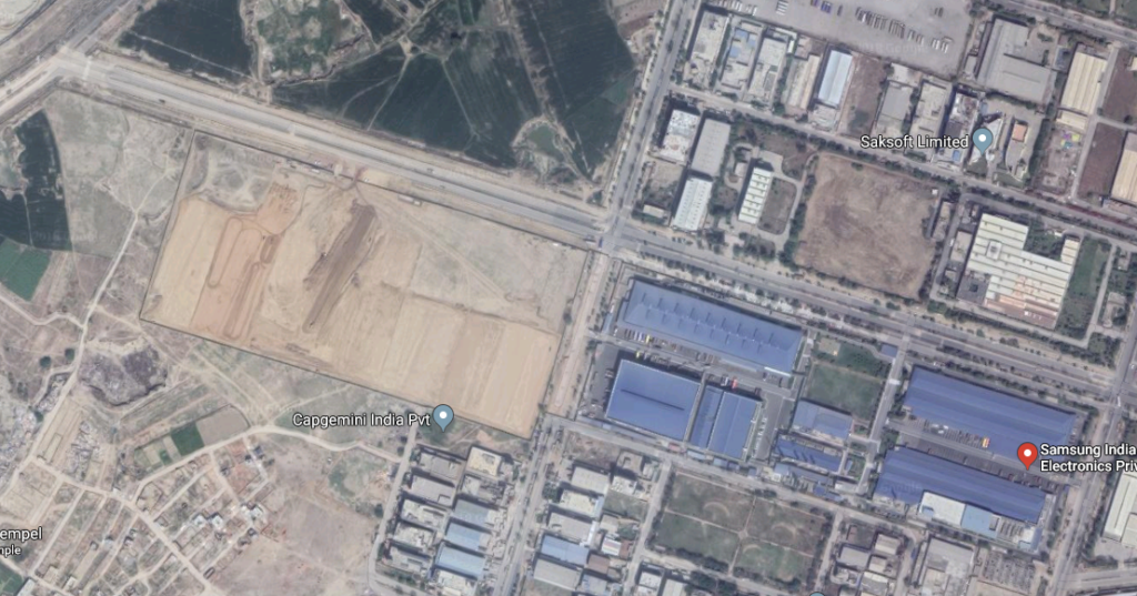 Nach dem letzten Bild von Google Earth erweiterte Samsung das Firmengelände in Indien noch einmal um etwa das Doppelte.