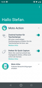Moto-App auf dem Moto One