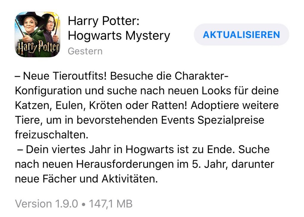 Harry Potter: Hogwarts Mystery Update