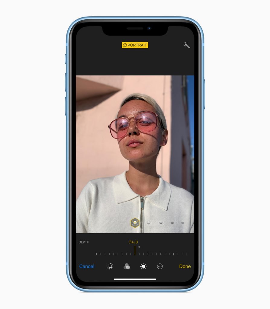 iPhone Xr blau Porträtmodus Porträtlicht Tiefenkontrolle