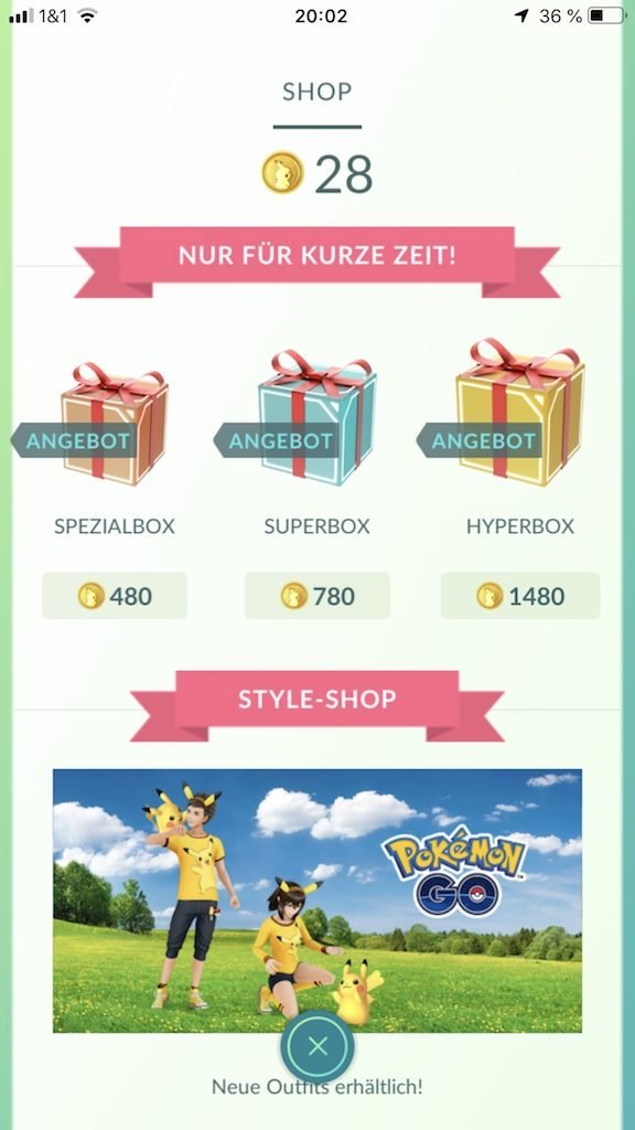 Pokémon GO Event-Boxen im Shop