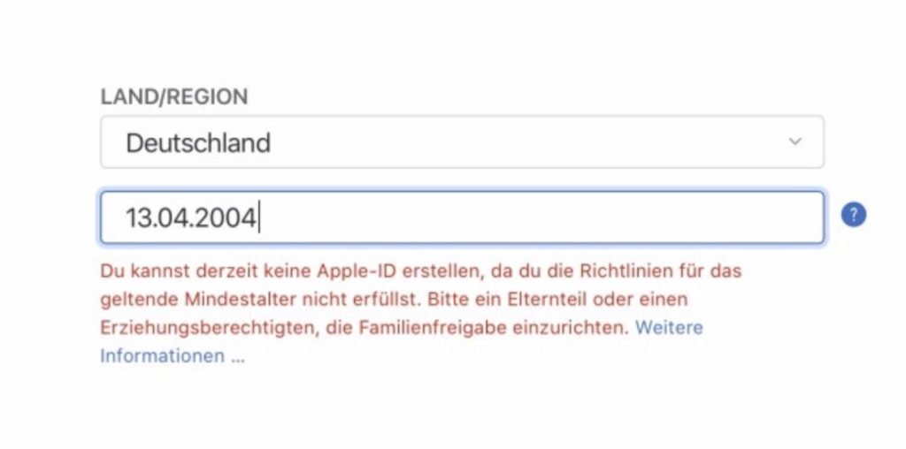 Apple ID Neues Mindestalter ab 16 Jahre