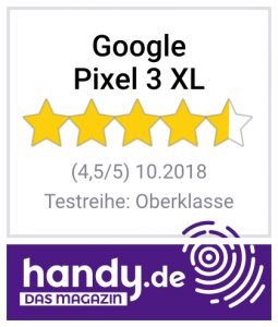 Testsiegel Google Pixel 3 XL.