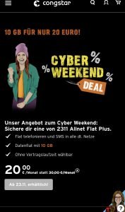 Congstar am Black Friday 2018: Der Cyber Weekend Deal ist momentan konkurrenzlos