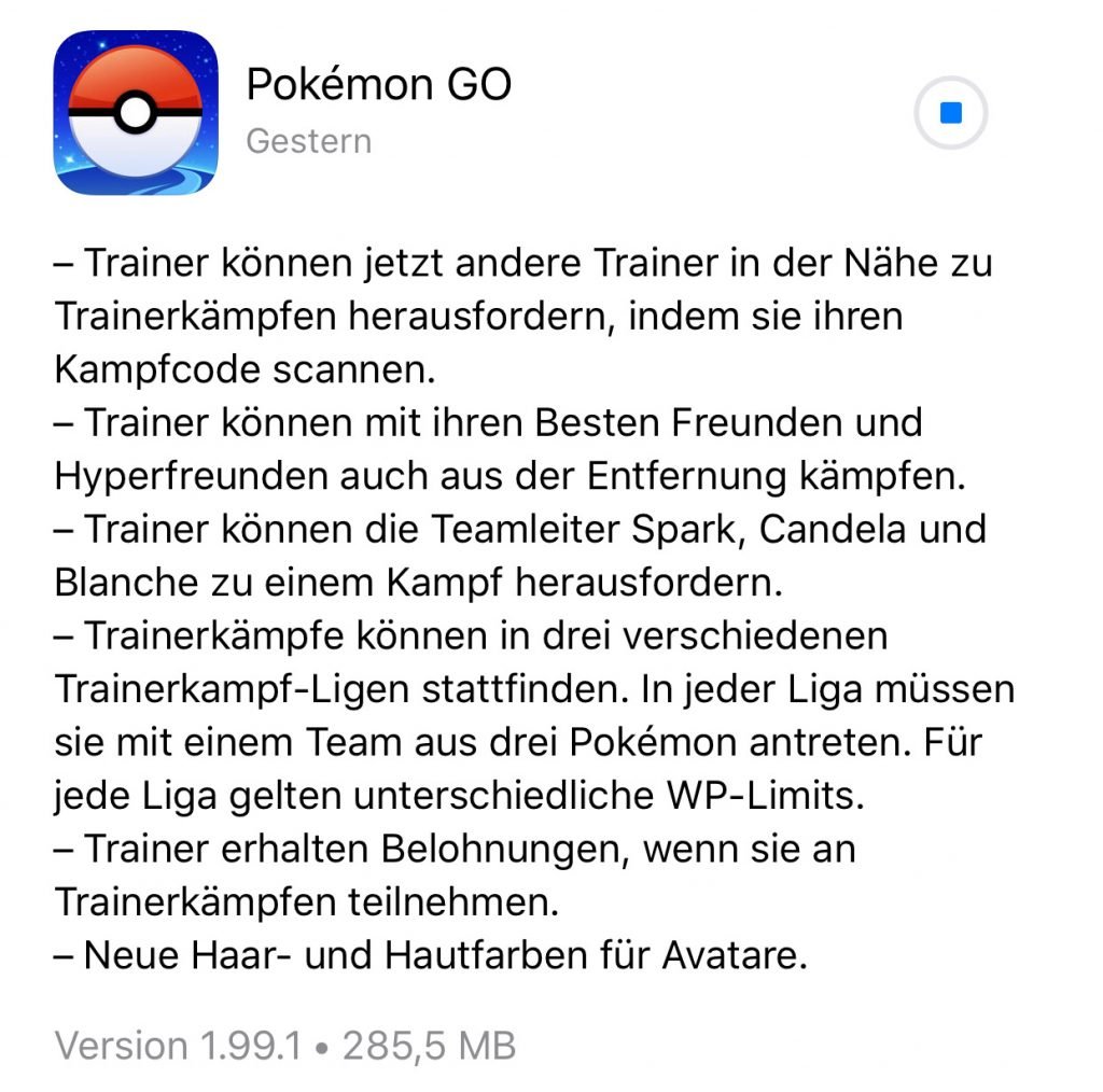 Pokémon GO bekommt PVP-Update