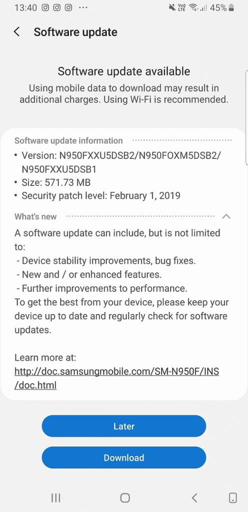 Android 9-Update für das Galaxy Note 8