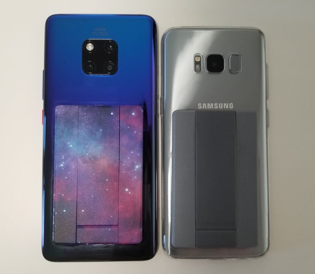 Rückseite Huawei Mate 20 Pro und Samsung Galaxy S8 mit Speck GrabTabs