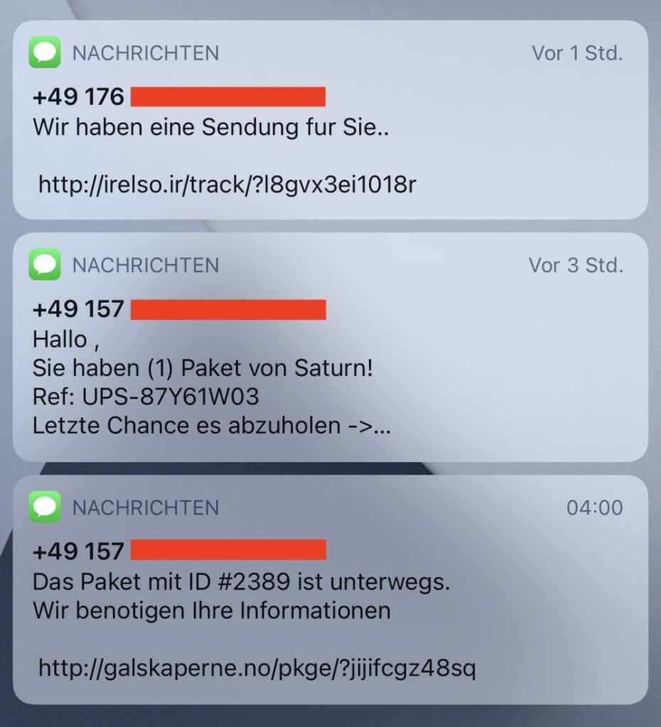 Fake-SMS für Paketzustellung